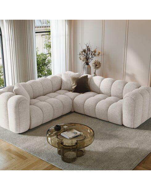 Canapé d'angle symétrique modulable Arden 5 Places beige - 238x238x70 cm
