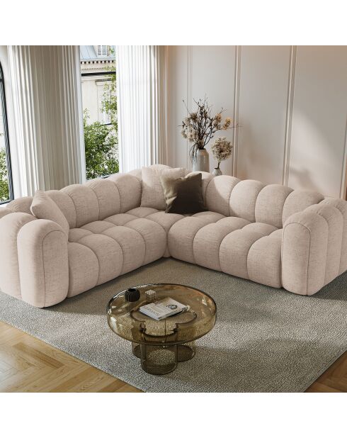 Canapé d'angle symétrique modulable Arden 5 Places cappuccino - 238x238x70 cm