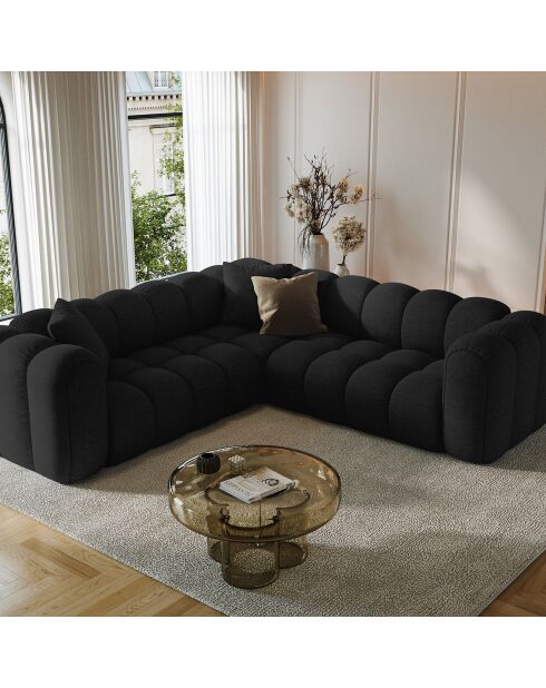 Canapé d'angle symétrique modulable Arden 5 Places noir - 238x238x70 cm