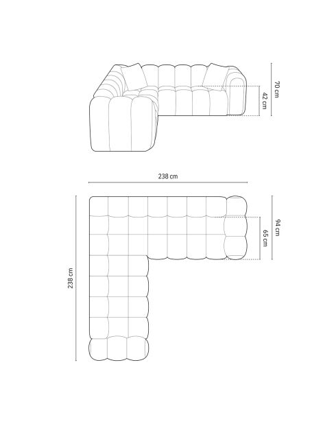 Canapé d'angle symétrique modulable Arden 5 Places noir - 238x238x70 cm