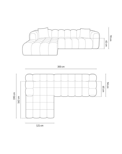 Canapé D'Angle Gauche Modulaire Arden 4 Places noir - 300x190x70 cm