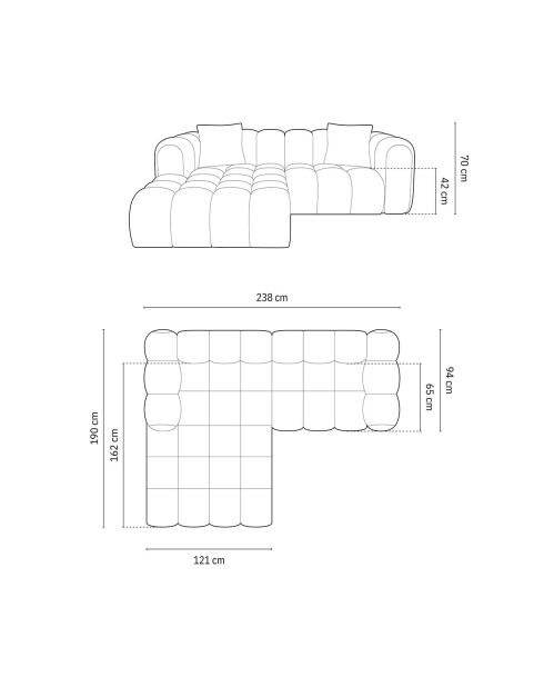 Canapé D'Angle Gauche Modulaire Arden 3 Places vert de mer - 238x190x70 cm