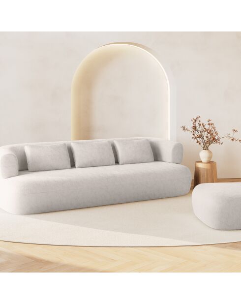 Pouf Chenille Estro beige clair - 90x88x40 cm