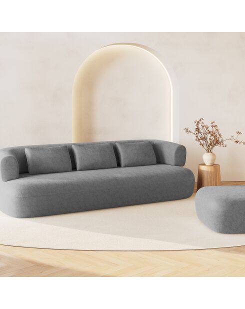 Pouf Chenille Estro argenté - 90x88x40 cm