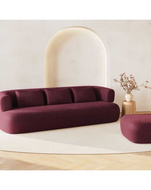 Pouf Chenille Estro cerisier - 90x88x40 cm