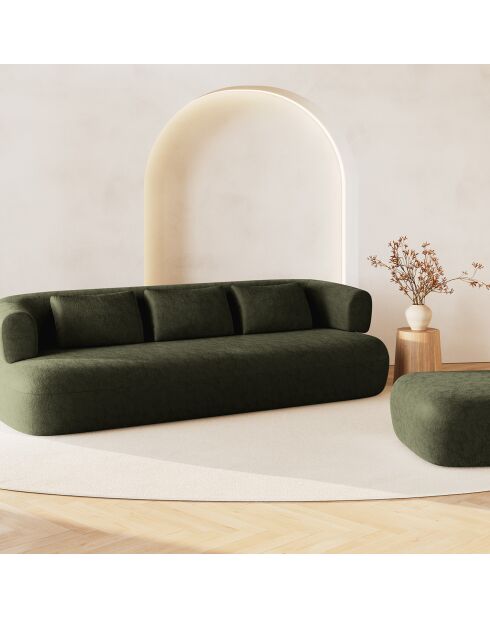 Pouf Chenille Estro vert - 90x88x40 cm