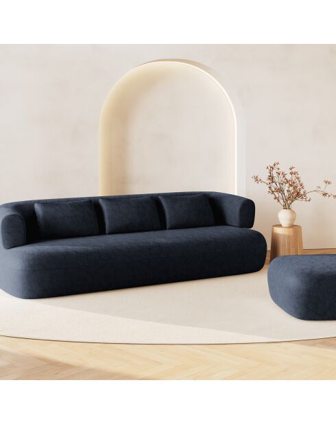 Pouf Chenille Estro bleu foncé - 90x88x40 cm