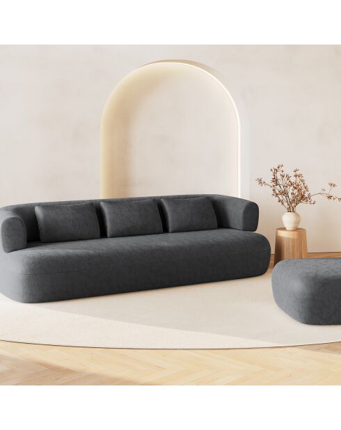 Pouf Chenille Estro gris foncé - 90x88x40 cm