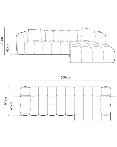 Canapé D'Angle Droit Modulaire Arden 4 Places beige - 300x190x70 cm