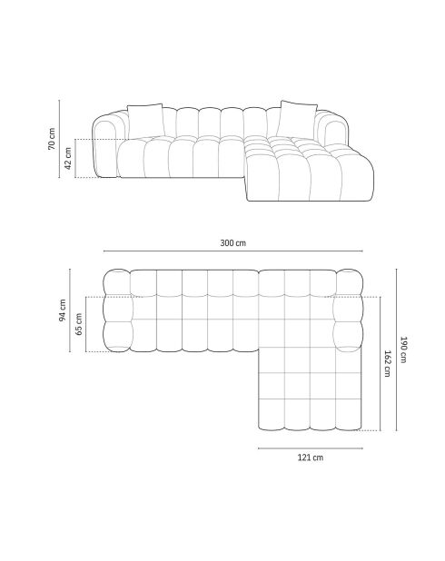 Canapé D'Angle Droit Modulaire Arden 4 Places noir - 300x190x70 cm