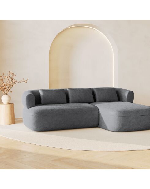 Canapé D'Angle Droit Estro 3 Places gris foncé - 225x145x73 cm