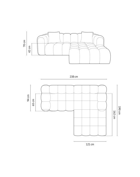 Canapé D'Angle Droit Modulaire Arden 3 Places vert de mer - 238x190x70 cm