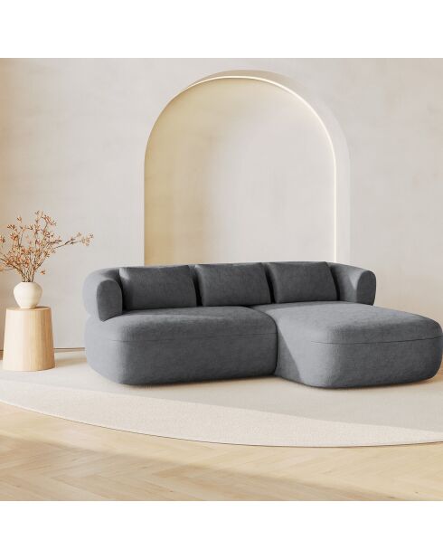 Canapé D'Angle Droit Estro 3 Places gris foncé - 200x145x73 cm