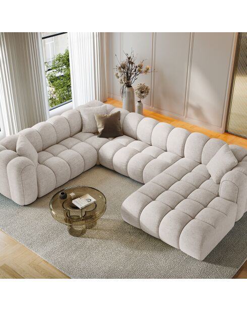 Canapé D'Angle Gauche Panoramique Modulable Arden 6 Places beige - 330x238x70 cm