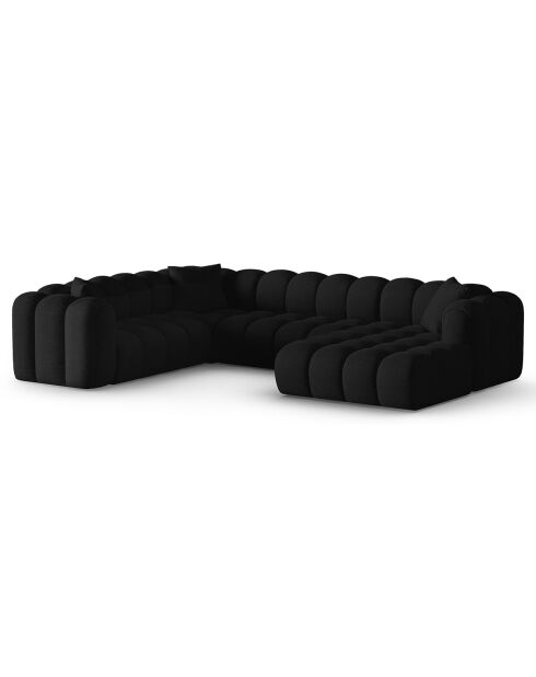 Canapé D'Angle Gauche Panoramique Modulable Arden 6 Places noir - 330x238x70 cm
