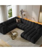 Canapé D'Angle Gauche Panoramique Modulable Arden 6 Places noir - 330x238x70 cm