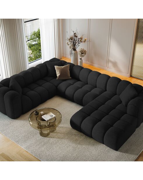 Canapé D'Angle Gauche Panoramique Modulable Arden 6 Places noir - 330x238x70 cm