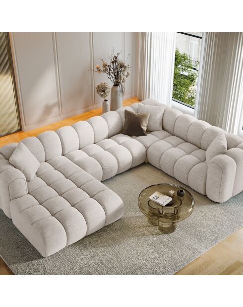 Canapé D'Angle Droit Panoramique Modulable Arden 6 Places beige - 330x238x70 cm