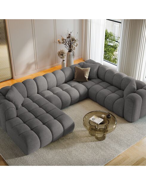 Canapé D'Angle Droit Panoramique Modulable Arden 6 Places gris - 330x238x70 cm