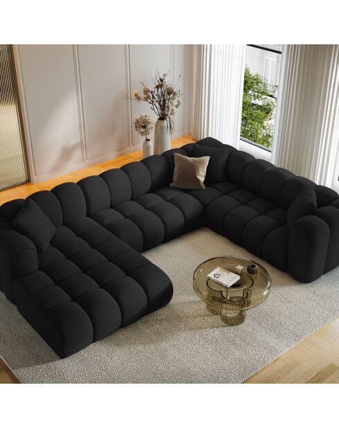 Canapé D'Angle Droit Panoramique Modulable Arden 6 Places noir - 330x238x70 cm
