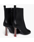 Bottines en Cuir Valence noires - Talon 8 cm