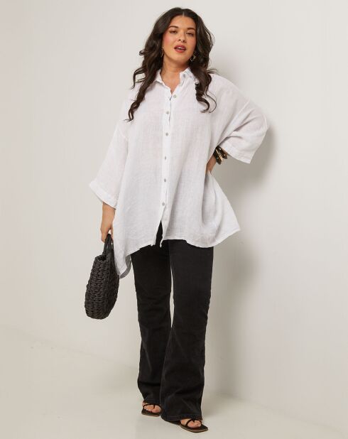 Senda overhemd van 100% linnen, wit