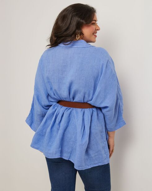 Indigo hemd van 100% linnen Senda