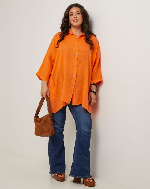 Chemise 100% Lin Senda orange