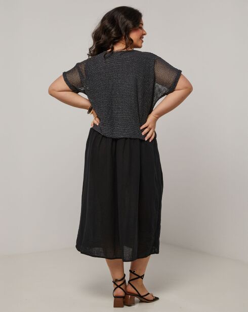 Robe en Coton & Lin Zoe noire