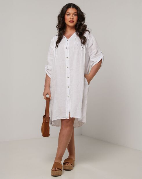 Weißes Ariane-Kleid aus 100% Leinen