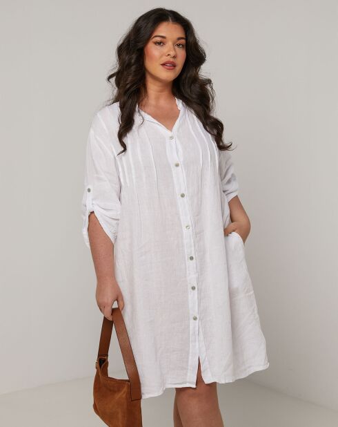 Weißes Ariane-Kleid aus 100% Leinen