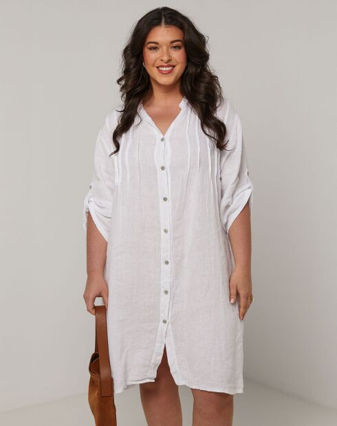 Weißes Ariane-Kleid aus 100% Leinen