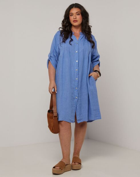 Indigofarbenes Ariane-Kleid aus 100% Leinen