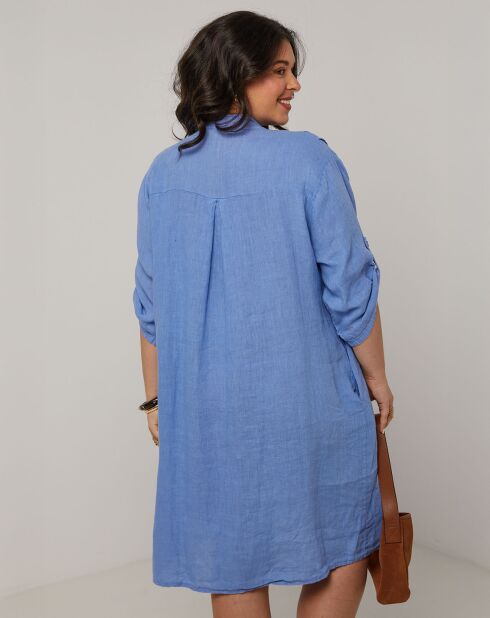 Indigofarbenes Ariane-Kleid aus 100% Leinen