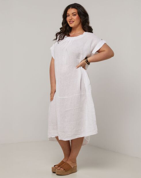 Weißes Kleid Ranya aus 100% Leinen