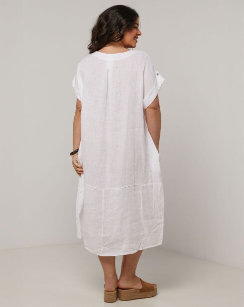 Weißes Kleid Ranya aus 100% Leinen