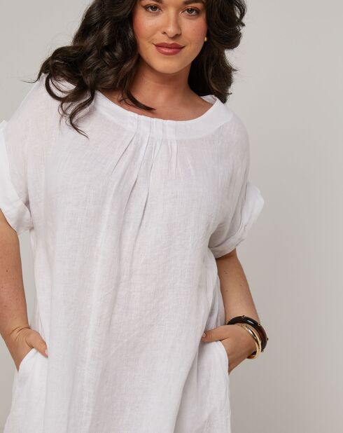 Weißes Kleid Ranya aus 100% Leinen