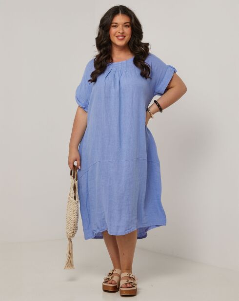 Indigofarbenes Kleid Ranya aus 100% Leinen