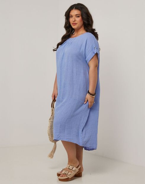 Indigofarbenes Kleid Ranya aus 100% Leinen