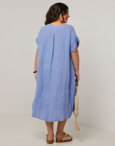 Indigofarbenes Kleid Ranya aus 100% Leinen