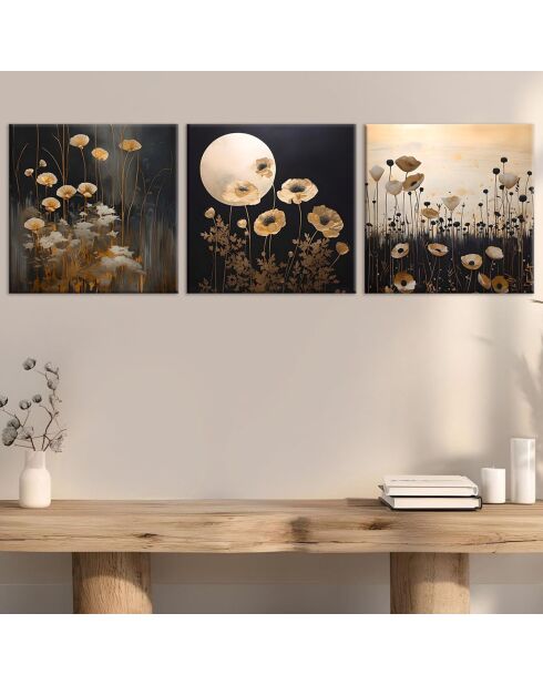 Tableau décoratif doré/noir - 30x30 cm