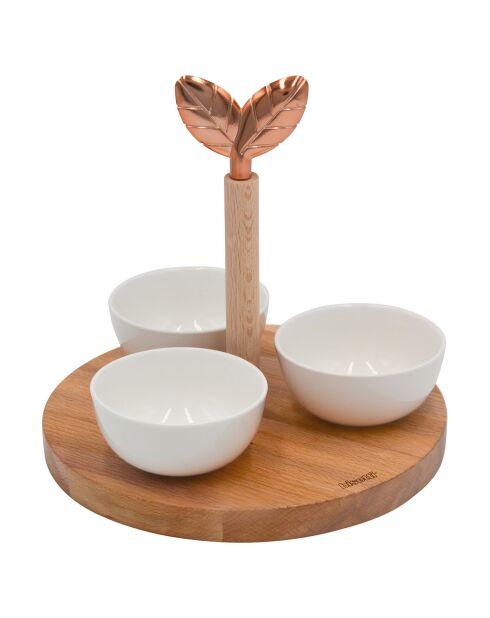 Porta ciotole PRINTEMPS D'OR in legno di faggio - 21x18 cm