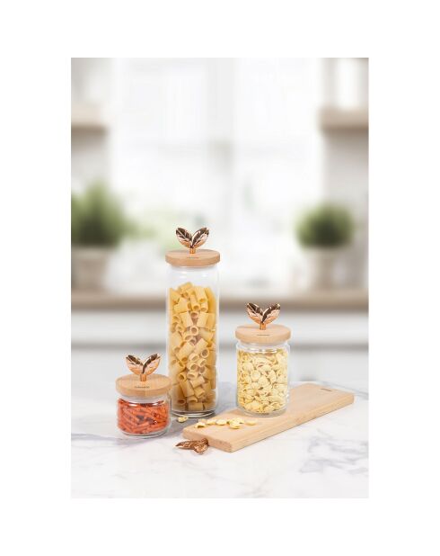 Pot en verre avec bouchon en bois de hêtre PRINTEMPS D'OR bois - 0.75L