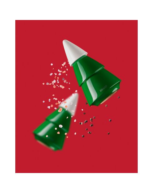 Moulin arbre de noel vert/blanc - 15.5 cm