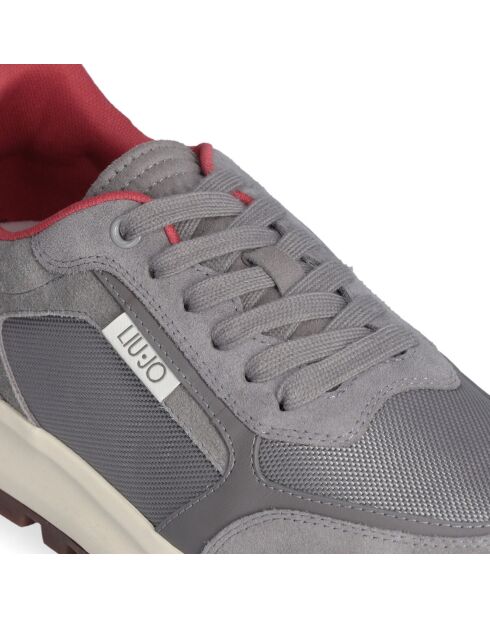 Baskets en Cuir Running gris/bordeaux