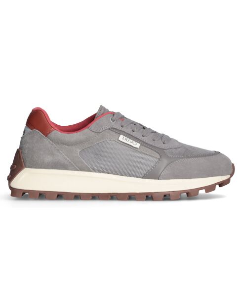 Baskets en Cuir Running gris/bordeaux