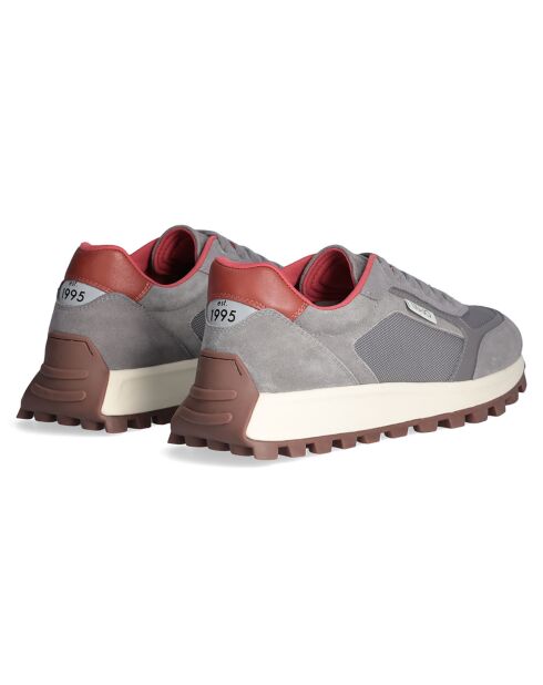 Baskets en Cuir Running gris/bordeaux