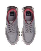 Baskets en Cuir Running gris/bordeaux