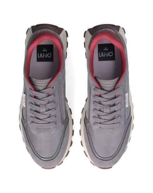 Baskets en Cuir Running gris/bordeaux