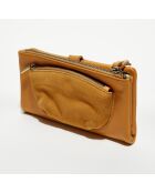 Sac besace en Cuir Priti jaune moutarde - 19.5x11x3 cm